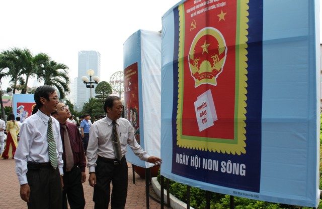 23 election posters exhibited in a park in Ho Chi Minh City